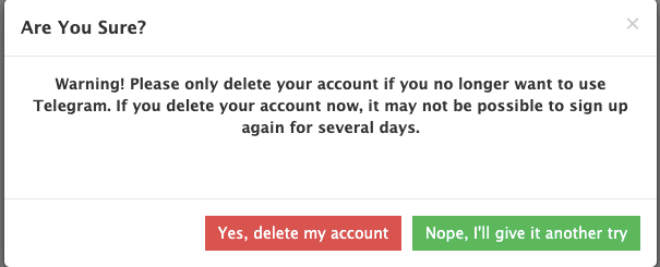 ¿De verdad está seguro de que quiere eliminar Telegram?