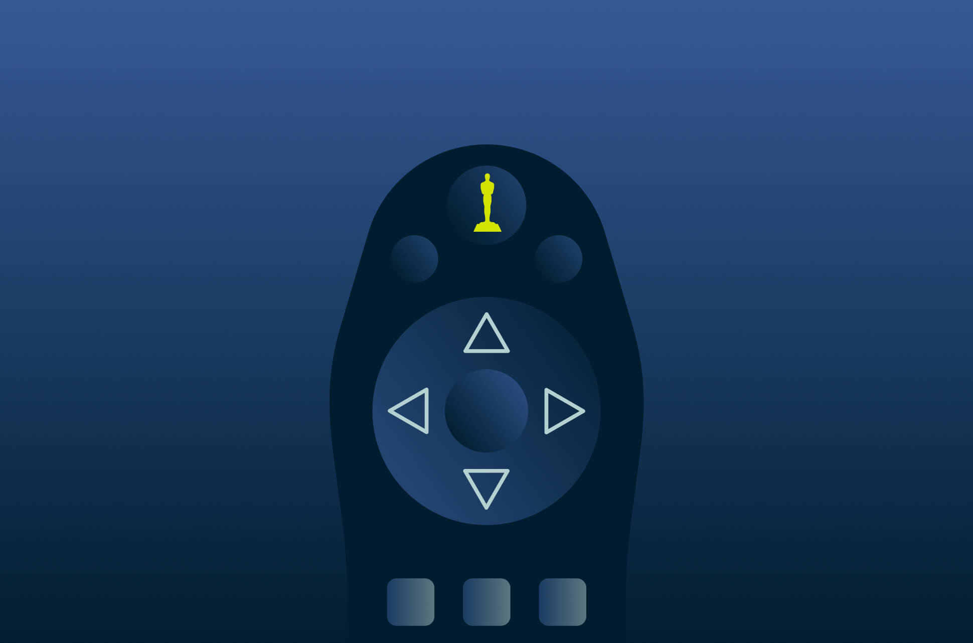 Fernbedienung mit Oscar-Statue, bereit zum Streamen