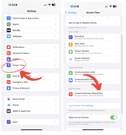 Screenshot of how to set up up age-restricted app filtering