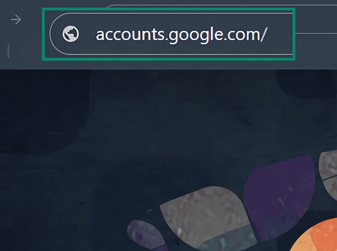 Browser address bar showing the official Google Account URL.