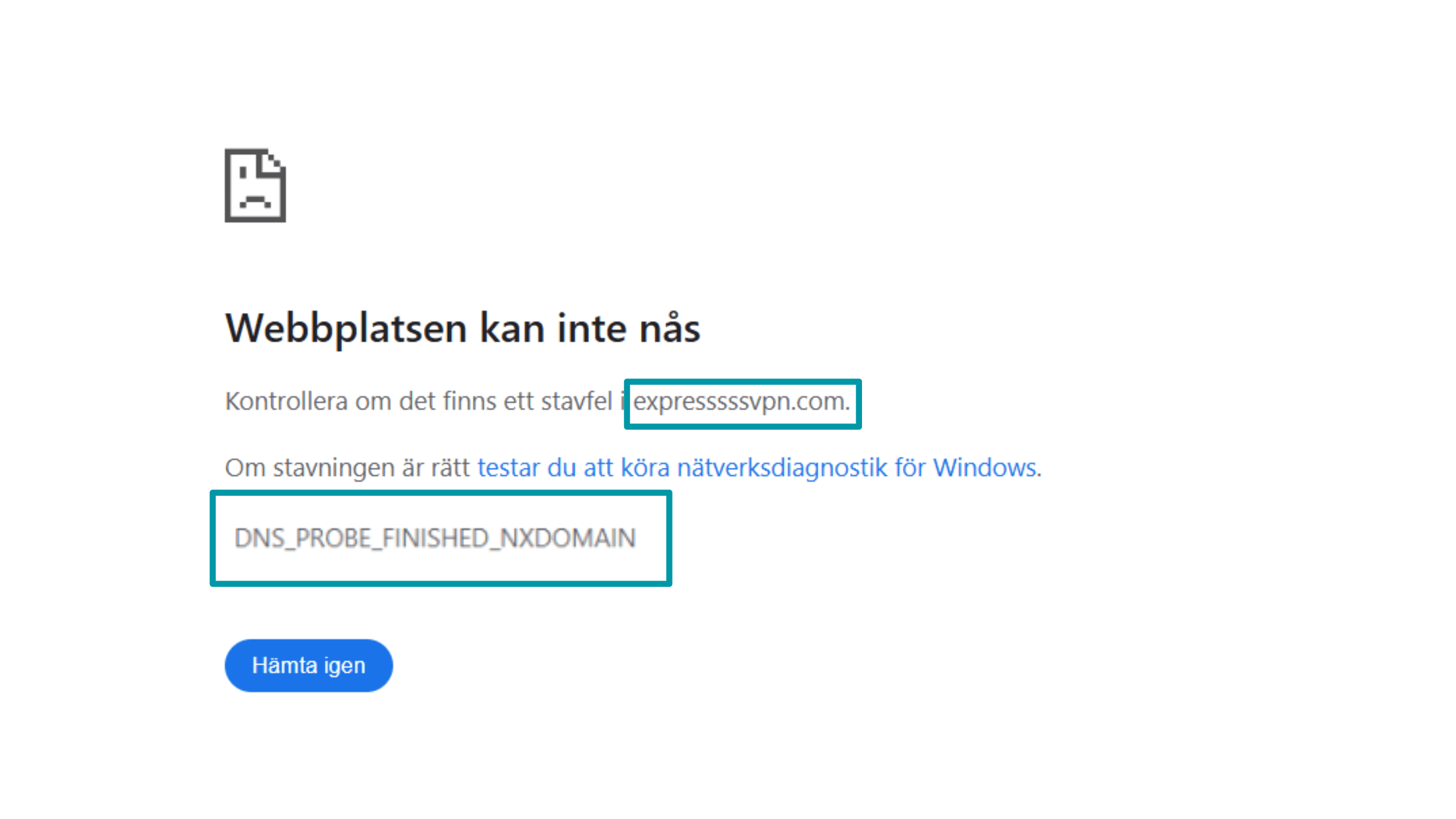 Dns Nxdomain Error Sv
