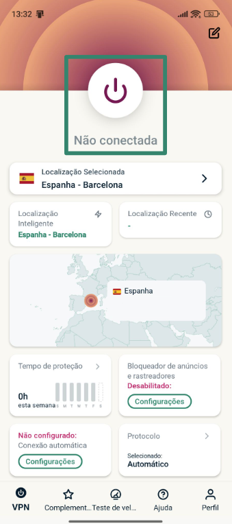 Connecting to ExpressVPN on Android.