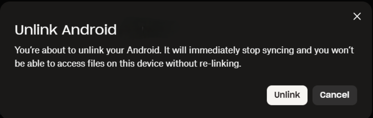 Unlinking a device from Dropbox