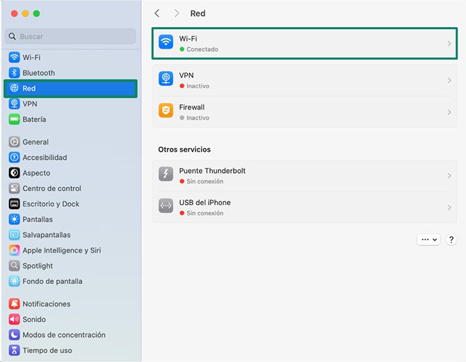 The Mac Network settings page, with Wi-Fi highlighted.