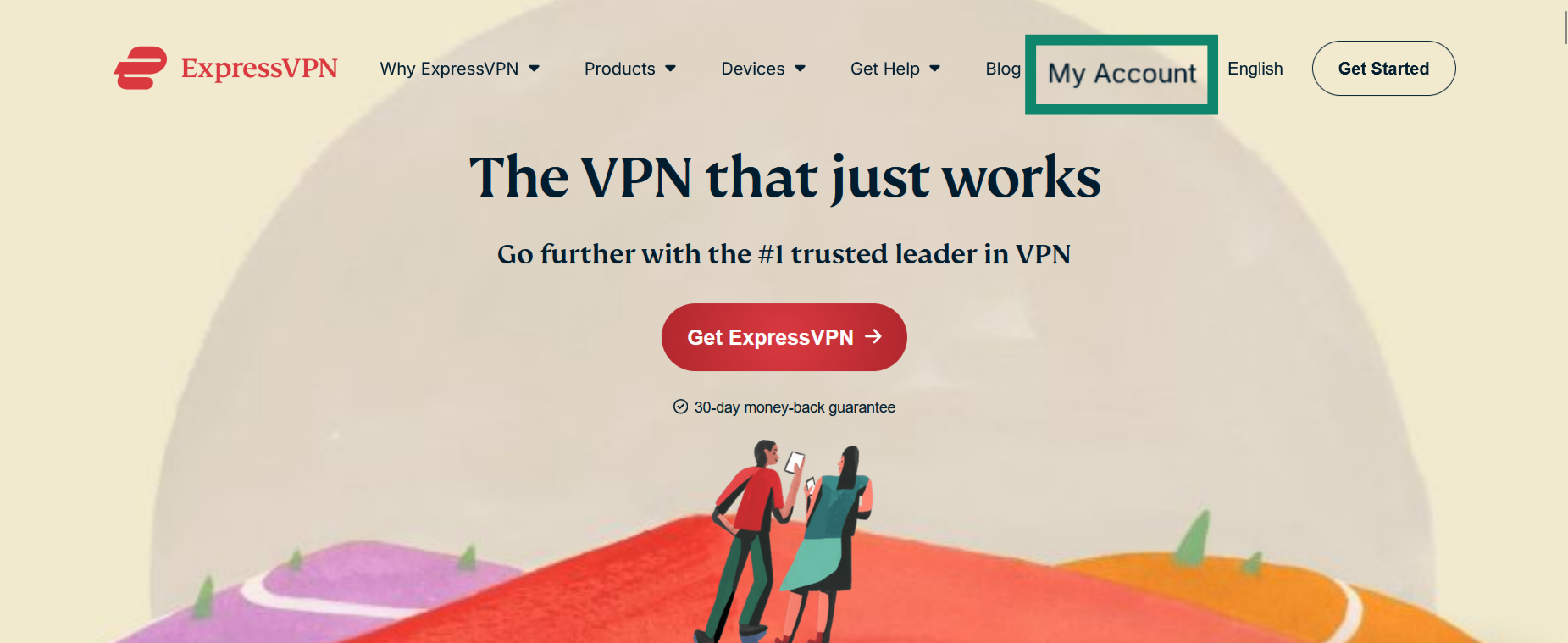 Accessing the login page on the official ExpressVPN website.