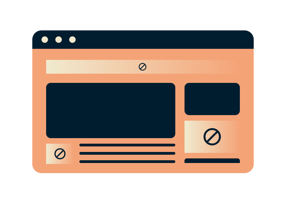고급 보호 광고 차단 일러스트레이션 기능 웹사이트 웹페이지 차단