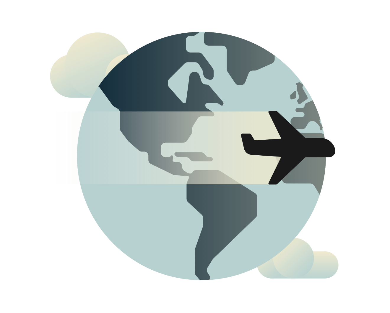 Flygplan som flyger över världen.