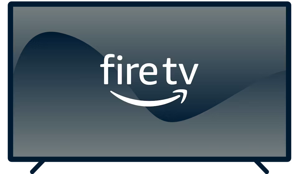 Amazon Fire TV-Logo auf einem Fernseher.
