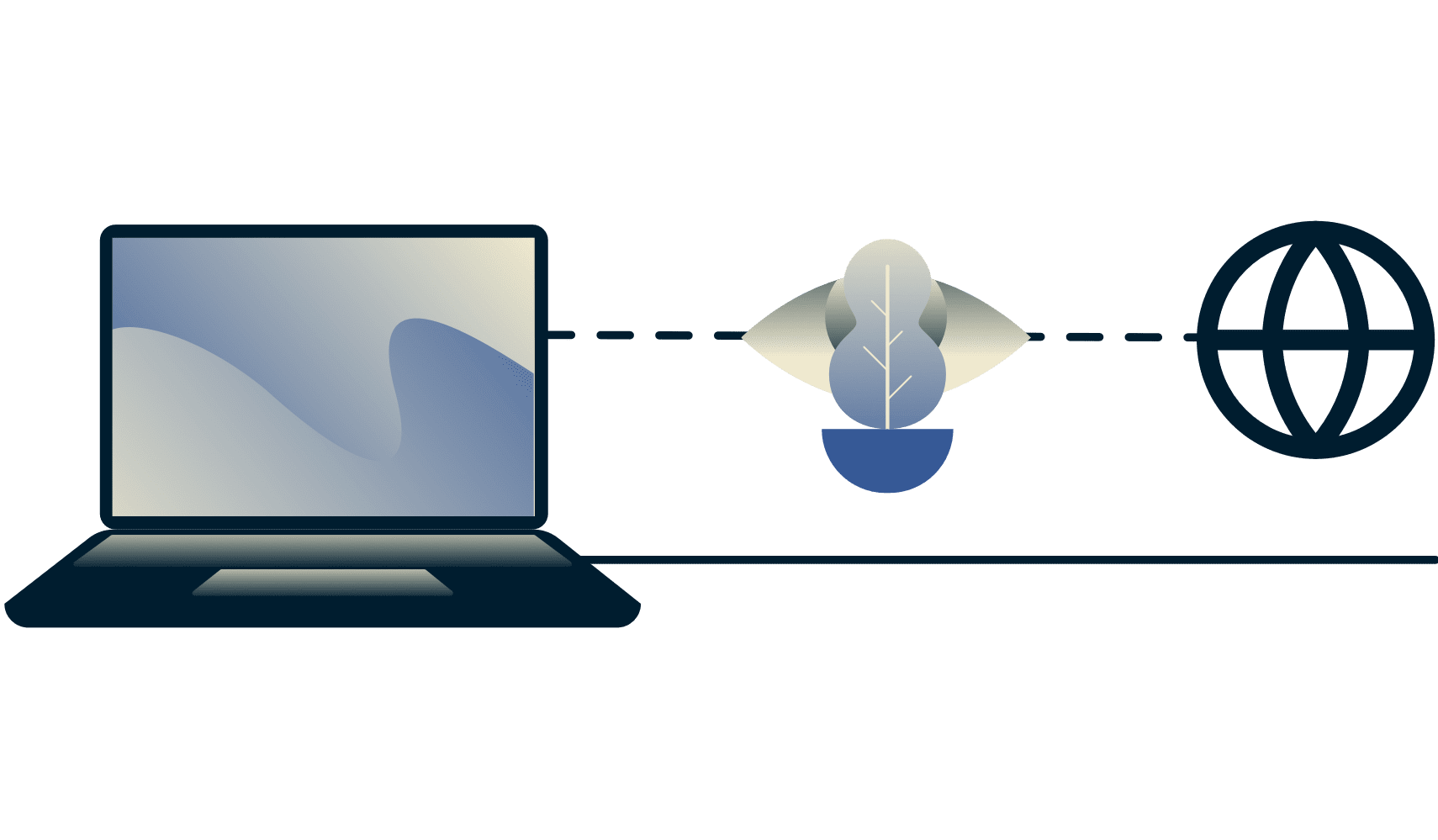 Sådan omgås begrænsninger med en VPN: Diagram, der viser en internetudbyder, der ikke kan se, at en bruger streamer video.