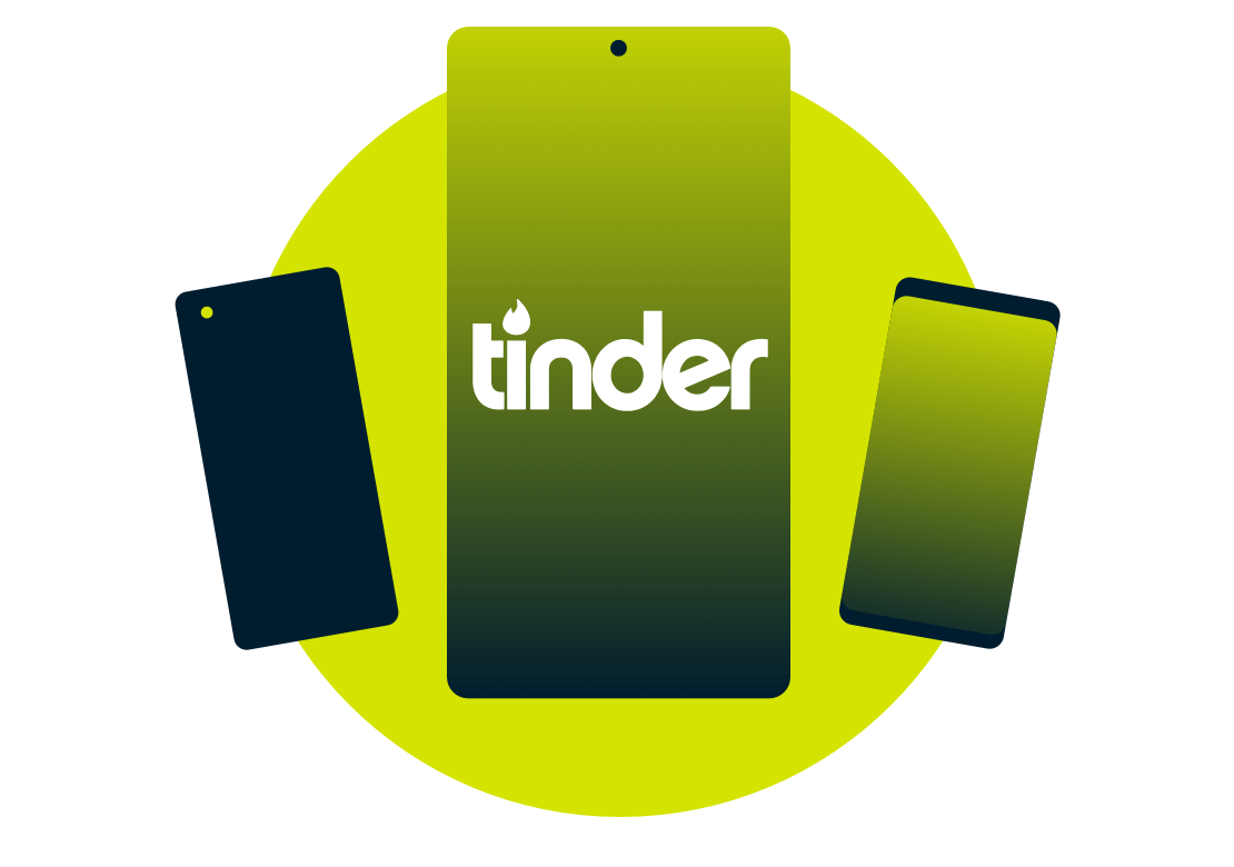 Urządzenia mobilne z logo Tinder.