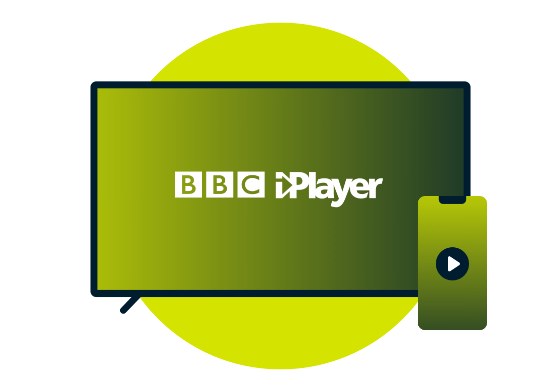 En bærbar PC og telefon med BBC iPlayer-logo.