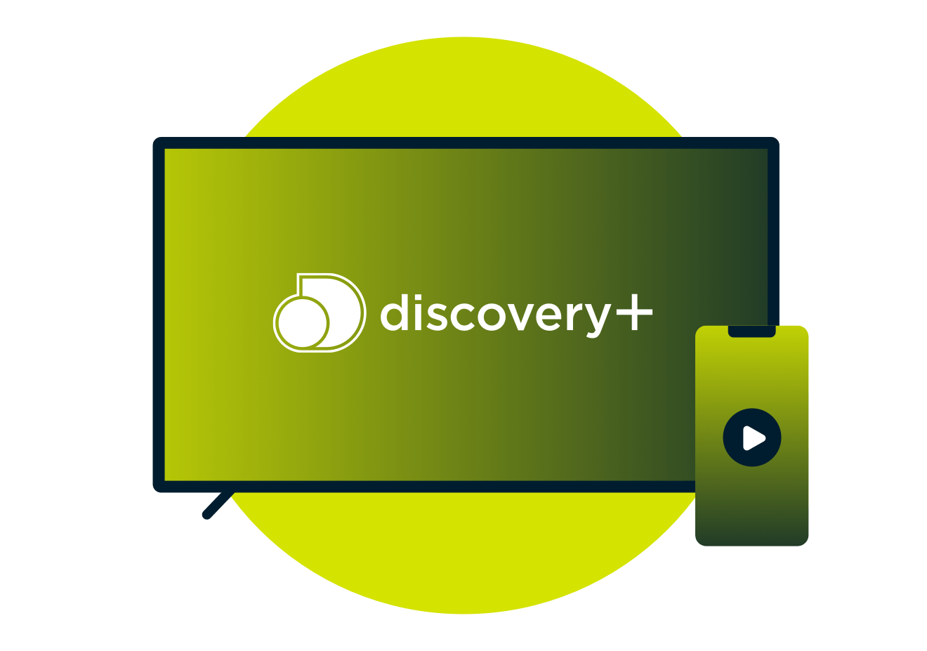 Discovery Plus em uma TV e um smartphone.