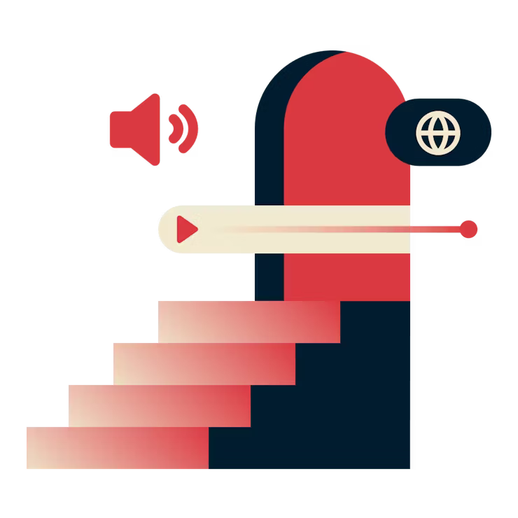 Urmărește conținut de oriunde: Scări spre o ușă deschisă, reprezentând accesul. 