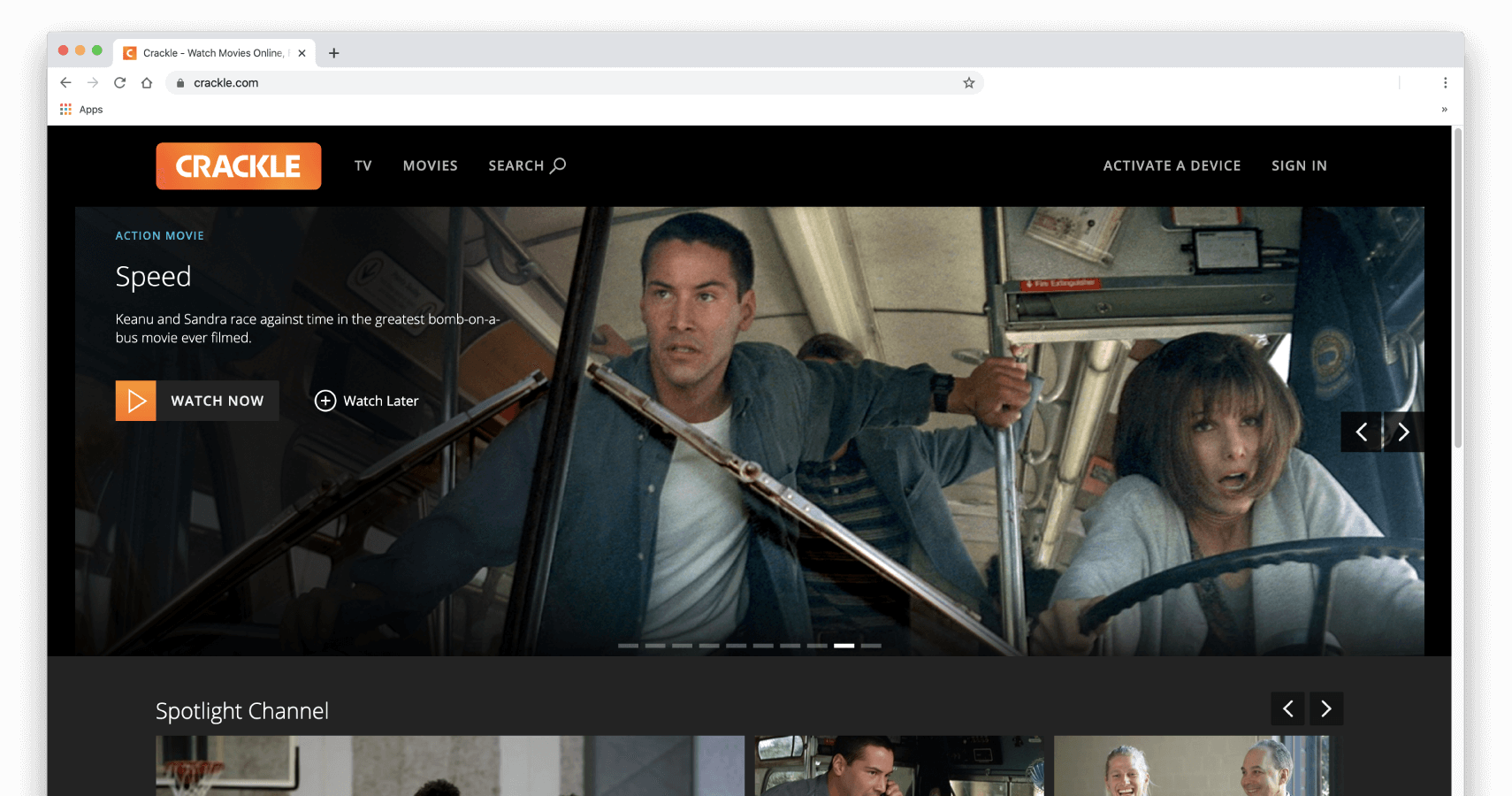 Crackle auf einem Computer-Bildschirm.