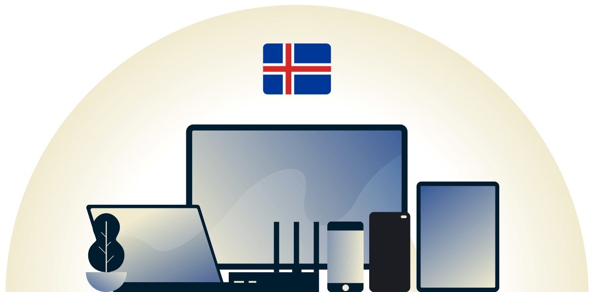 VPN pour l'Islande protégeant une variété d'appareils.