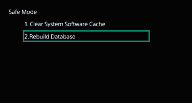 Rebuild database settings on PlayStation 5.