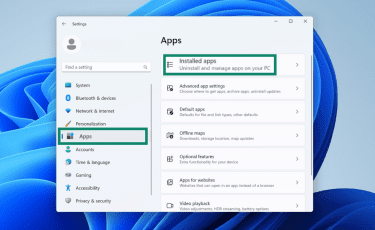 How to access list of installed apps on Windows 11.