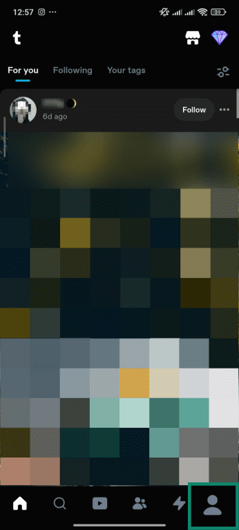 How to access the Tumblr accounts screen on mobile