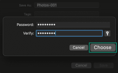 Creating a password for dmg files.