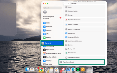 Transfer or Reset under General on Mac.