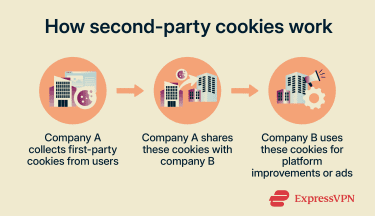 Alt text: Infographic showing how second-party cookies work.