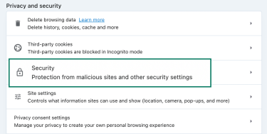 The Opera Security settings.
