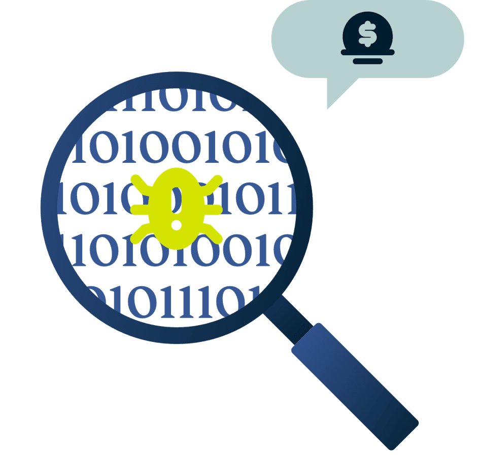 Szkło powiększające z robakiem i symbolem nagrody.